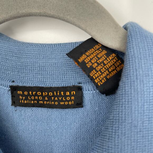 Vintage Metropolitan by Lord & Taylor 100% Merino Wool Sweater Blue  XL - Picture 5 of 10